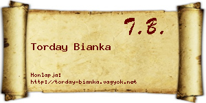 Torday Bianka névjegykártya